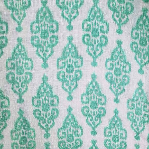 Chicos Top Button Up Shirt Women’s Size 3 US XL Teal Green Geometric Linen - Picture 4 of 12